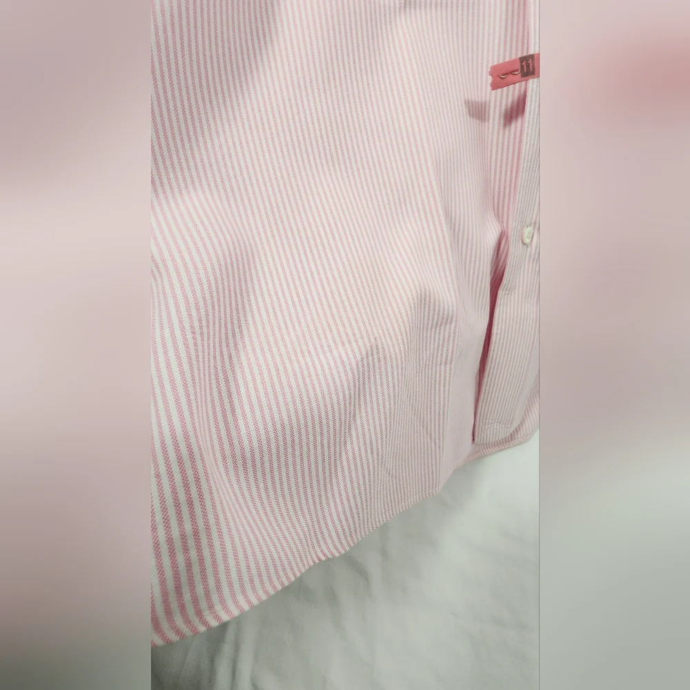 VINTAGE Polo Ralph Lauren Custom Fit Shirt Men's 16 1/2 32/33 Striped Pink White - Picture 7 of 14